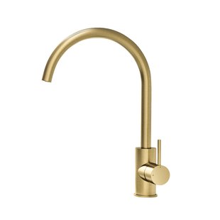 Keukenmengkraan Hotbath Cobber 1-hendel 36 cm Draaibare Uitloop Geborsteld Messing PVD