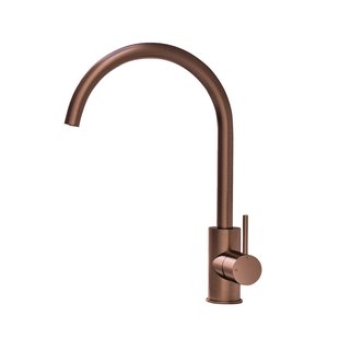 Keukenmengkraan Hotbath Cobber 1-hendel 36 cm Draaibare Uitloop Geborsteld Koper PVD