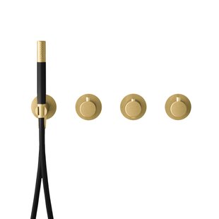 Bad- en Douchethermostaat Hotbath Cobber Inbouw 2 Stopkranen Geborsteld Messing PVD (excl. inbouwdeel)