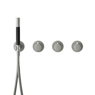 Bad- en Douchethermostaat Hotbath Cobber Inbouw 2 Stopkranen Geborsteld Nikkel (excl. inbouwdeel)