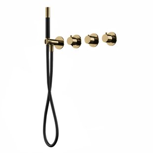 Bad- en Douchethermostaat Hotbath Cobber Inbouw 2 Stopkranen Gepolijst Messing PVD (excl. inbouwdeel)