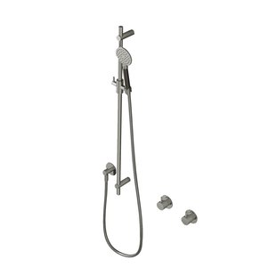 Glijstangset Hotbath Cobber Met Wandaansluitbocht En Handdouche Geborsteld Nikkel