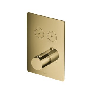 Douchethermostaat Hotbath Cobber Inbouw 2 Pushbuttons Vierkant Gepolijst Messing (excl. inbouwdeel) Living Colours