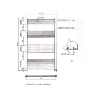 Designradiator BWS Vertico Multirail 100x60 cm Wit Zij-Onderaansluiting