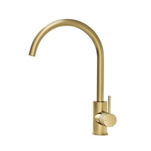 Keukenmengkraan Hotbath Cobber X 1-hendel Draaibare Uitloop Geborsteld Messing PVD