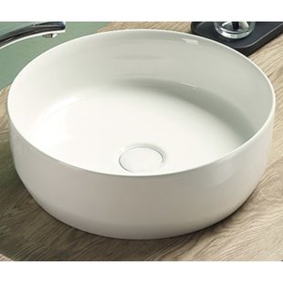 Waskom Sanilux Victoria Color Line Rond 39 cm Inclusief Click Waste Glans Wit