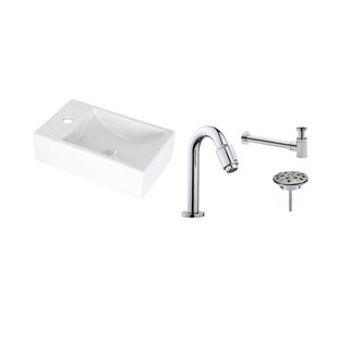 FonteinPack Houston Links Keramiek 37x23x11 Wit (Keuze uit 18 kranen)