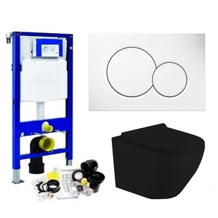Geberit UP320 Toiletset Compleet | Mudo Mat Zwart | Randloos | Met drukplaat | SET65