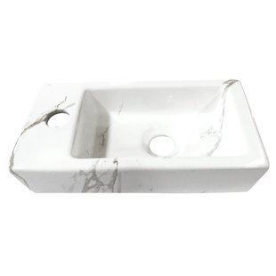 Fontein BWS Marmerlook Links 36x18x9 cm Keramiek Wit