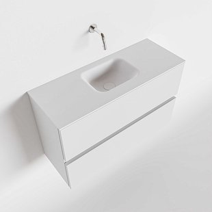 MONDIAZ ADA 80cm toiletmeubel talc. LEX wastafel talc midden zonder kraangat