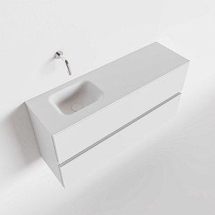 MONDIAZ ADA 100cm toiletmeubel talc. LEX wastafel talc links zonder kraangat