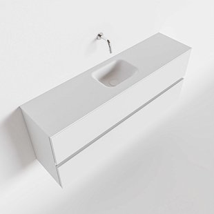 MONDIAZ ADA 120cm toiletmeubel talc. LEX wastafel talc midden zonder kraangat