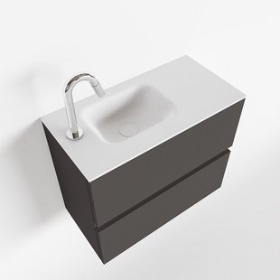 MONDIAZ ADA 60cm toiletmeubel dark grey. LEX wastafel talc links 1 kraangat