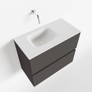 MONDIAZ ADA 60cm toiletmeubel dark grey. LEX wastafel talc links zonder kraangat