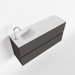 MONDIAZ ADA 100cm toiletmeubel dark grey. LEX wastafel talc links 1 kraangat