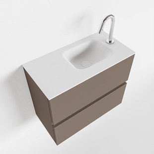 MONDIAZ ADA 60cm toiletmeubel smoke. LEX wastafel talc rechts 1 kraangat