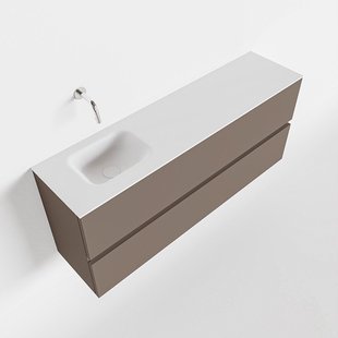 MONDIAZ ADA 120cm toiletmeubel smoke. LEX wastafel talc links zonder kraangat