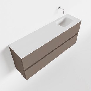 MONDIAZ ADA 120cm toiletmeubel smoke. LEX wastafel talc rechts zonder kraangat