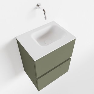 MONDIAZ ADA 40cm toiletmeubel army. LEX wastafel talc links zonder kraangat