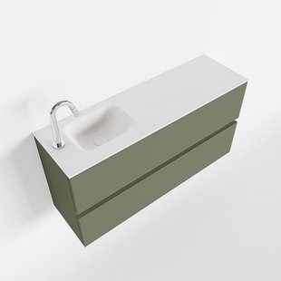 MONDIAZ ADA 100cm toiletmeubel army. LEX wastafel talc links 1 kraangat