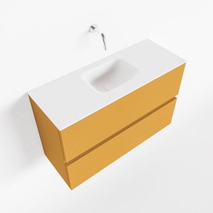 MONDIAZ ADA 80cm toiletmeubel ocher. LEX wastafel talc midden zonder kraangat