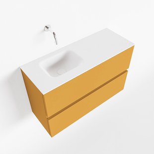 MONDIAZ ADA 80cm toiletmeubel ocher. LEX wastafel talc links zonder kraangat
