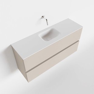 MONDIAZ ADA 100cm toiletmeubel linen. LEX wastafel talc midden zonder kraangat
