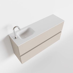 MONDIAZ ADA 100cm toiletmeubel linen. LEX wastafel talc links 1 kraangat