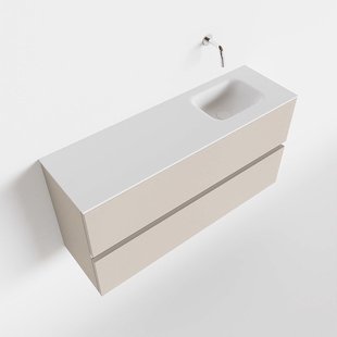 MONDIAZ ADA 100cm toiletmeubel linen. LEX wastafel talc rechts zonder kraangat MONDIAZ ADA 100cm toiletmeubel linen. LEX wastafel talc rechts zonder kraangat
