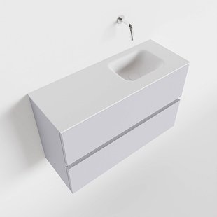 MONDIAZ ADA 80cm toiletmeubel cale. LEX wastafel talc rechts zonder kraangat