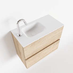 MONDIAZ ADA 60cm toiletmeubel washed oak. LEX wastafel talc links 1 kraangat MONDIAZ ADA 60cm toiletmeubel washed oak. LEX wastafel talc links 1 kraangat