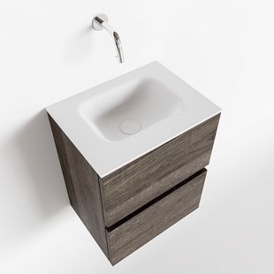 MONDIAZ ADA 40cm toiletmeubel dark brown. LEX wastafel talc midden zonder kraangat