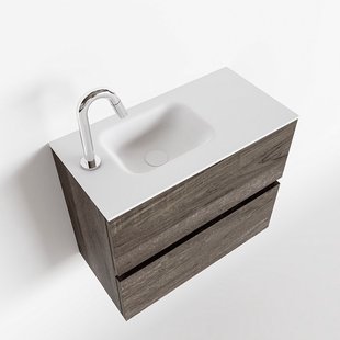 MONDIAZ ADA 60cm toiletmeubel dark brown. LEX wastafel talc links 1 kraangat