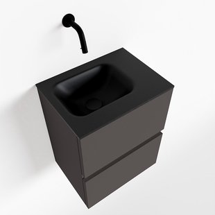 MONDIAZ ADA 40cm toiletmeubel dark grey. LEX wastafel urban rechts zonder kraangat