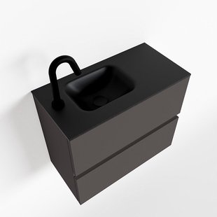 MONDIAZ ADA 60cm toiletmeubel dark grey. LEX wastafel urban links 1 kraangat