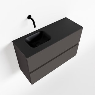 MONDIAZ ADA 80cm toiletmeubel dark grey. LEX wastafel urban links zonder kraangat