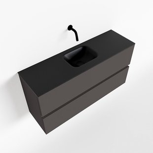 MONDIAZ ADA 100cm toiletmeubel dark grey. LEX wastafel urban midden zonder kraangat