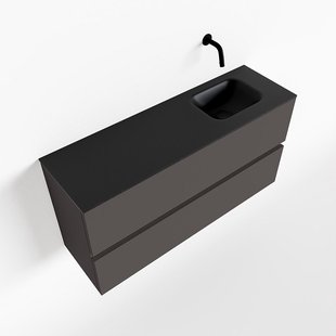 MONDIAZ ADA 100cm toiletmeubel dark grey. LEX wastafel urban rechts zonder kraangat