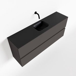 MONDIAZ ADA 120cm toiletmeubel dark grey. LEX wastafel urban midden zonder kraangat