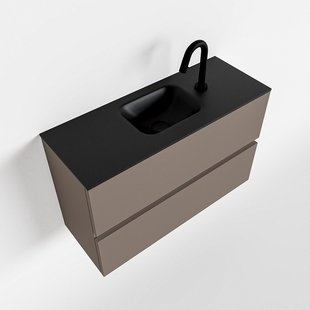 MONDIAZ ADA 80cm toiletmeubel smoke. LEX wastafel urban midden 1 kraangat