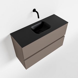 MONDIAZ ADA 80cm toiletmeubel smoke. LEX wastafel urban midden zonder kraangat