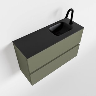 MONDIAZ ADA 80cm toiletmeubel army. LEX wastafel urban rechts 1 kraangat