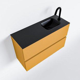MONDIAZ ADA 80cm toiletmeubel ocher. LEX wastafel urban rechts 1 kraangat