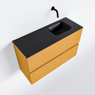 MONDIAZ ADA 80cm toiletmeubel ocher. LEX wastafel urban rechts zonder kraangat