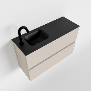 MONDIAZ ADA 80cm toiletmeubel linen. LEX wastafel urban links 1 kraangat