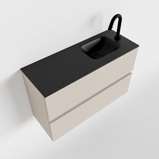 MONDIAZ ADA 80cm toiletmeubel linen. LEX wastafel urban rechts 1 kraangat