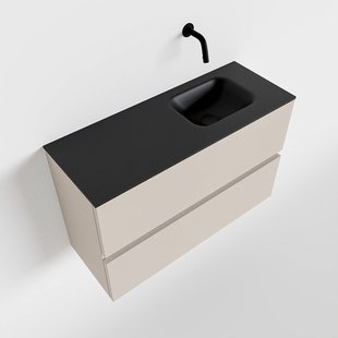 MONDIAZ ADA 80cm toiletmeubel linen. LEX wastafel urban rechts zonder kraangat