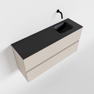 MONDIAZ ADA 100cm toiletmeubel linen. LEX wastafel urban rechts zonder kraangat