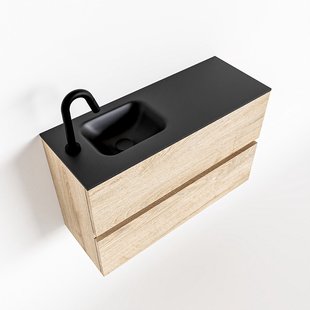 MONDIAZ ADA 80cm toiletmeubel washed oak. LEX wastafel urban links 1 kraangat