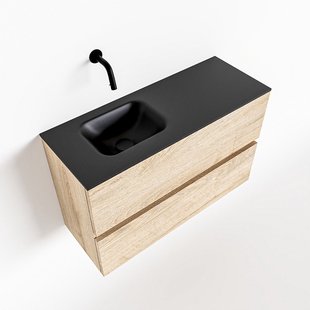 MONDIAZ ADA 80cm toiletmeubel washed oak. LEX wastafel urban links zonder kraangat